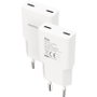 Nanocable Cargador de Pared 2xUSB-C PD 25W Blanco